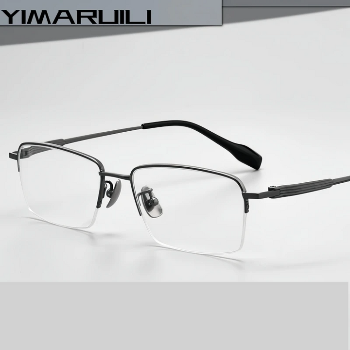 Yimaruili Women's Semi Rim Square Titanium Eyeglasses 21137