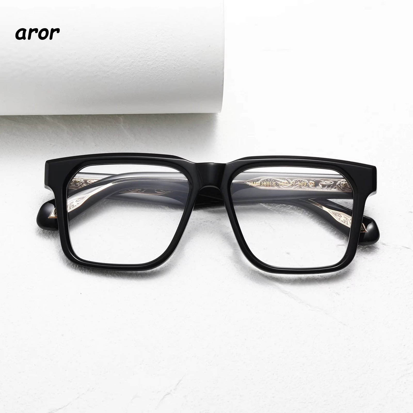 Aror Men's Full Rim Big Square Acetate Eyeglasses 94308 Full Rim Aror