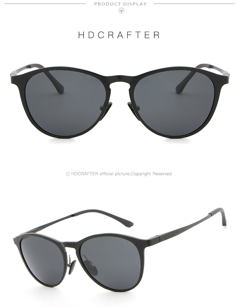 Hdcrafter Unisex Full Rim Oval Round Aluminum Frame Polarized Sunglasses L6625.