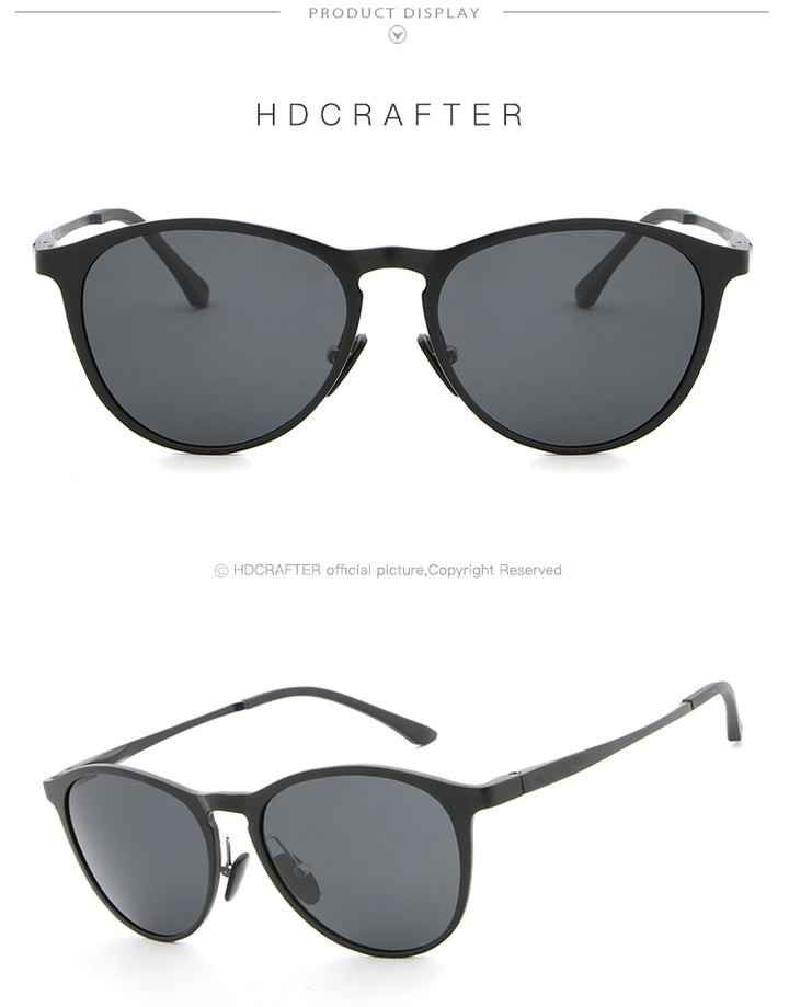 Hdcrafter Unisex Full Rim Oval Round Aluminum Frame Polarized Sunglasses L6625.