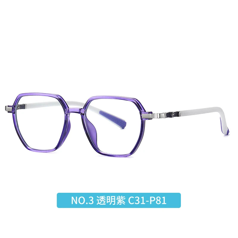 Vicky Youth Unisex Full Rim Polygonal Tr 90 Titanium Eyeglasses 5127.
