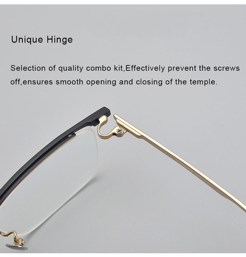 Krasivyy Unisex Semi Rim Square Brow Line Titanium Eyeglasses 318750.