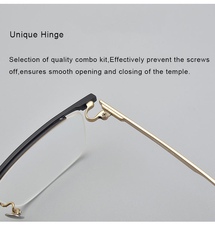 Krasivyy Unisex Semi Rim Square Brow Line Titanium Eyeglasses 318750.