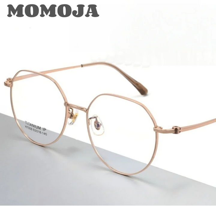 Momoja Unisex Full Rim Flat Top Round Titanium Eyeglasses 77008