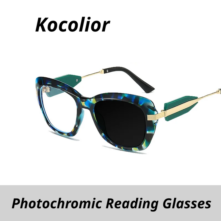 Kocolior Women's Full Rim Cat Eye Tr 90 Alloy Photochromic Reading Glasses 763255