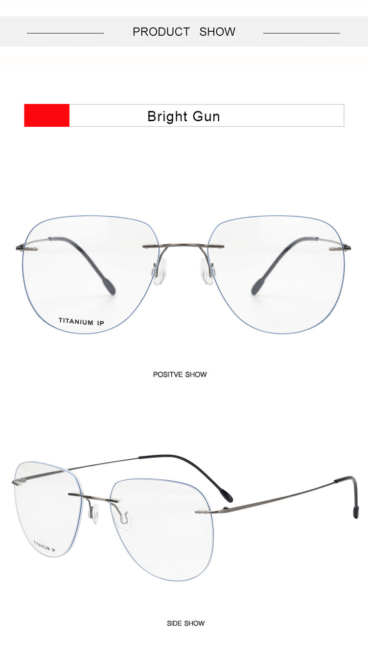 Krasivyy Unisex Rimless Oval Titanium Eyeglasses Kr05.