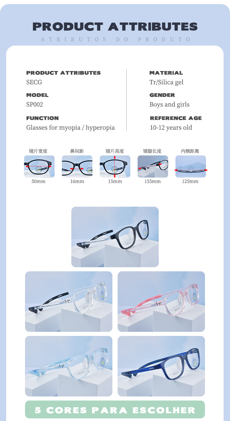 Secg Unisex Childrens Full Rim Square Tr 90 Silicone Eyeglasses 19162 — view 6 | Secg at FuzWeb