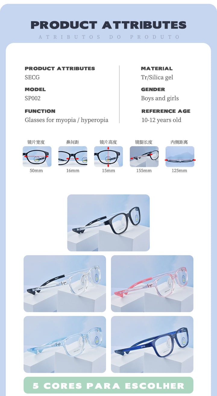 Secg Unisex Childrens Full Rim Square Tr 90 Silicone Eyeglasses 19162 — view 6 | Secg at FuzWeb