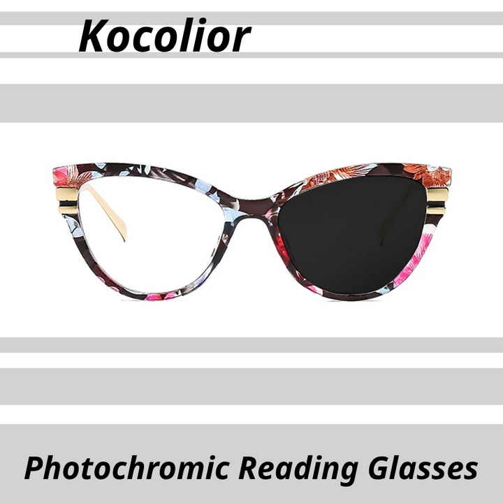 Kocolior Women's Full Rim Cat Eye Tr 90 Alloy Photochromic Reading Glasses 726947