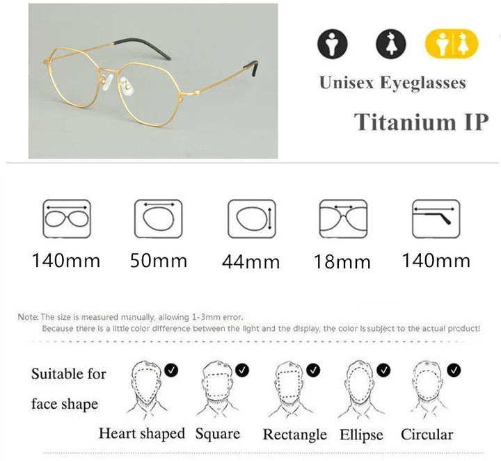 Aimee Unisex Full Rim Flat Top Polygon Titanium Eyeglasses 51541.