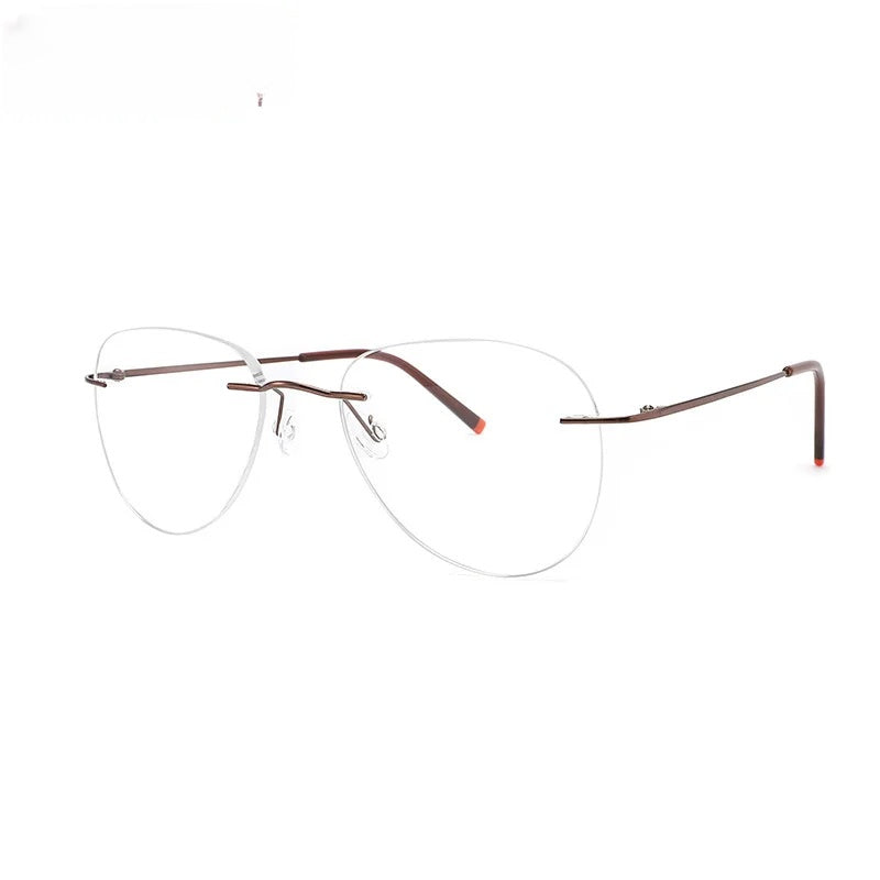 Chashma Unisex Rimless Oval Flat Top Titanium Eyeglasses 888011.