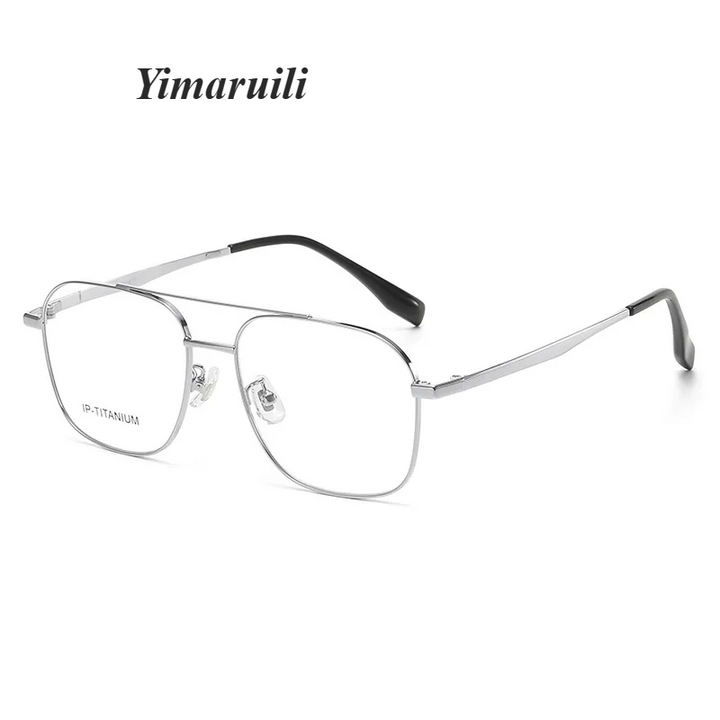 Yimaruili Unisex Full Rim Square Double Bridge Titanium Eyeglasses 985142