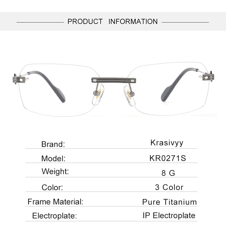 Krasivyy Womens Rimless Oval Square Titanium Eyeglasses 420271 — view 2 | Krasivyy at FuzWeb