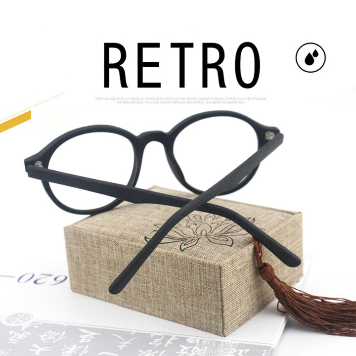 Hdcrafter Unisex Full Rim Round Oval Wood Metal Frame Eyeglasses 4237 — view 12 | Hdcrafter Eyeglasses at FuzWeb