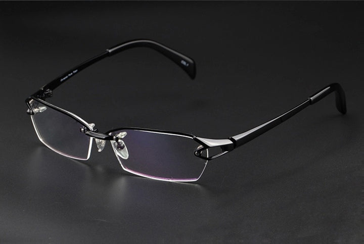 Chashma Ochki Unisex Semi Rimless Oval Titanium Eyeglasses 41143 — view 3 | Chashma Ochki at FuzWeb