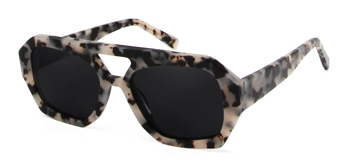 Esnbie Unisex Full Rim Square Double Bridge Acetate Sunglasses 230381.