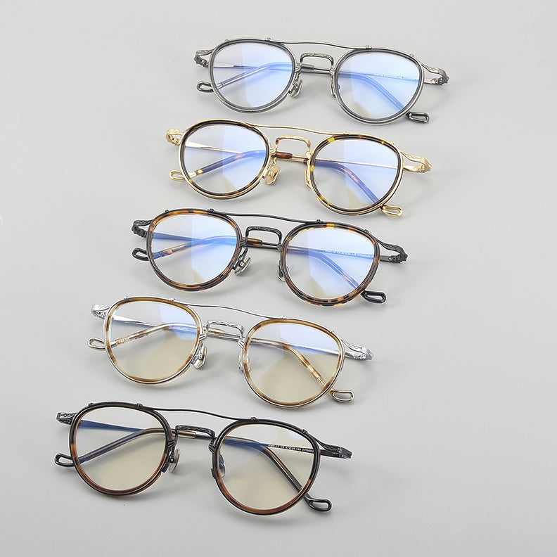 Chashma Unisex Full Rim Oval Double Bridge Acetate Titanium Eyeglasses 881715.