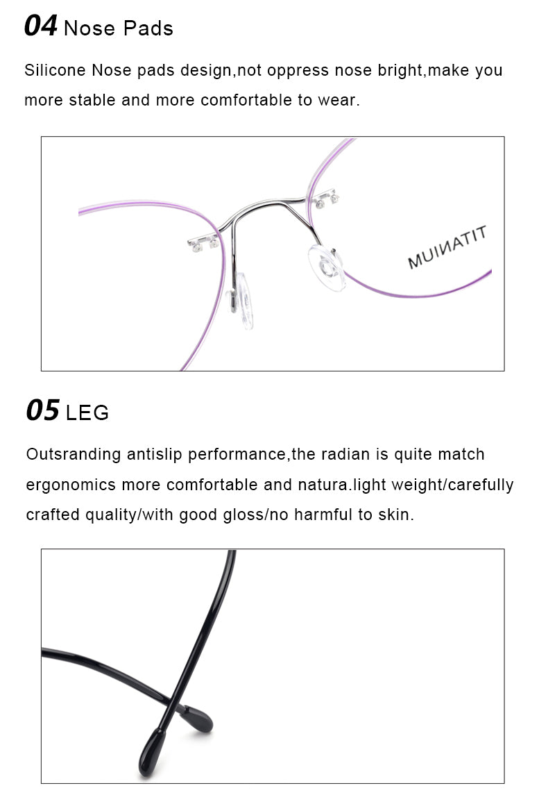 Krasivyy Unisex Rimless Oval Round Titanium Eyeglasses 36019.