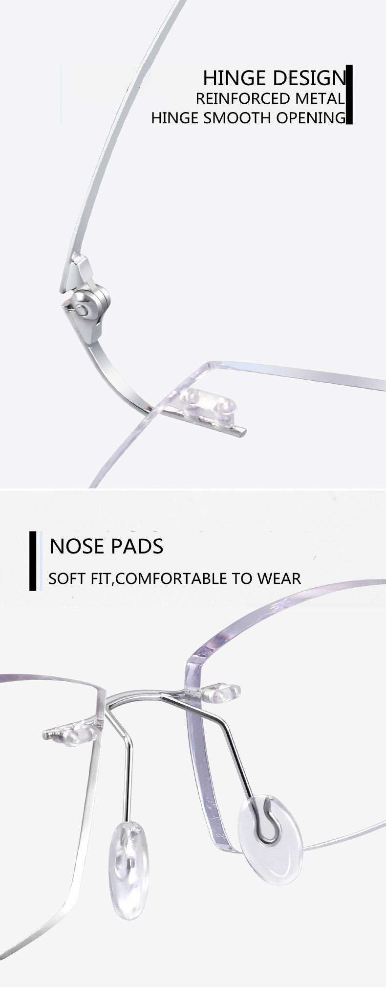 Kocolior Unisex Rimless Square Titanium Hyperopic Reading Glasses 8161 — view 6 | Kocolior at FuzWeb