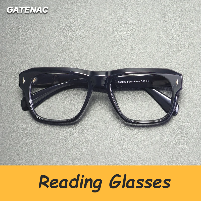 Gatenac Unisex Full Rim Square Acetate Reading Glasses 882225