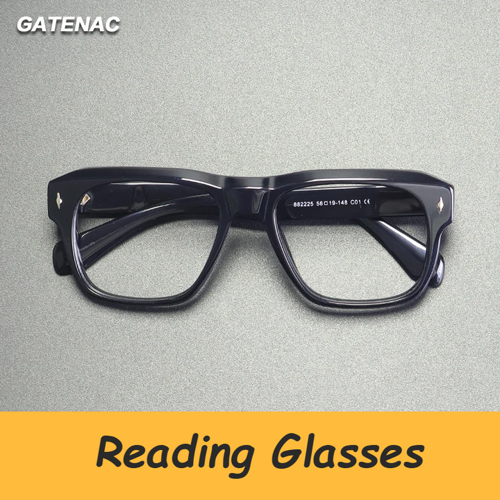 Gatenac Unisex Full Rim Square Acetate Reading Glasses 882225