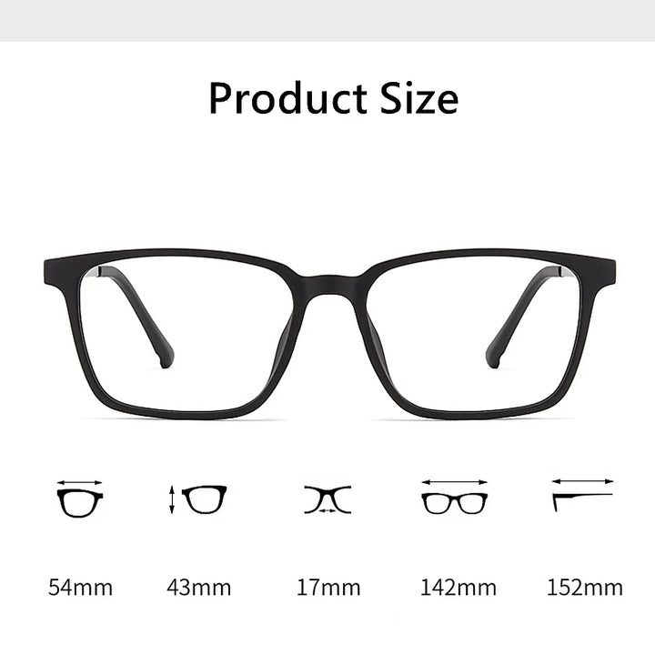 Kocolior Unisex Full Rim Square Tr 90 Titanium Hyperopic Reading Glasses 8922 — view 4 | Kocolior at FuzWeb