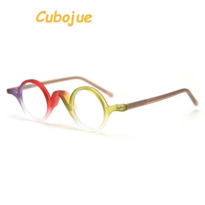 Cubojue Unisex Full Rim Round Tr 90 Titanium Reading Glasses 71457 Reading Glasses Cubojue