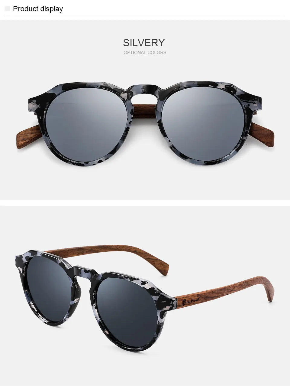 Yimaruili Unisex Full Rim Round Wood Frame HD Polarized Sunglasses 8048 — view 11 | Yimaruili Sunglasses at FuzWeb