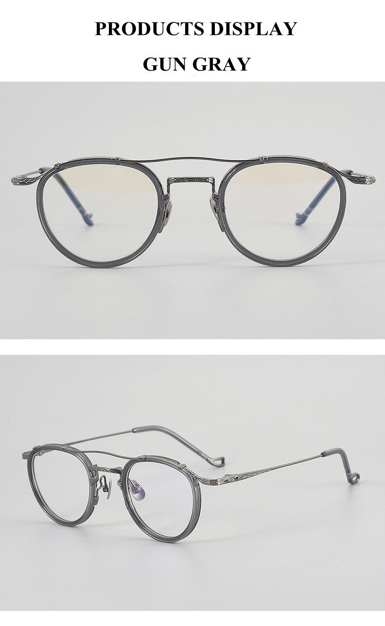 Chashma Unisex Full Rim Oval Double Bridge Acetate Titanium Eyeglasses 881715.
