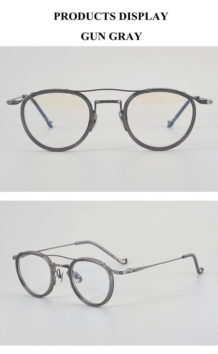 Chashma Unisex Full Rim Oval Double Bridge Acetate Titanium Eyeglasses 881715.