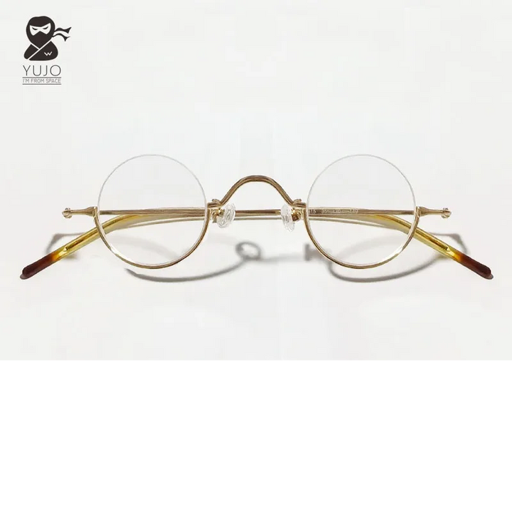 Yujo Women's Semi Rim Round Alloy 35 mm Φ Eyeglasses 14129