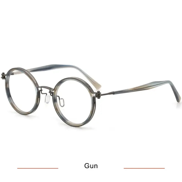 Krasivyy Unisex Full Rim Round Acetate Titanium Eyeglasses 55862.
