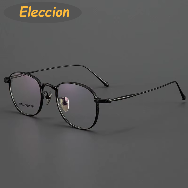 Eleccion Women's Full Rim Oval Square Titanium Eyeglasses 93090 Full Rim Eleccion Black