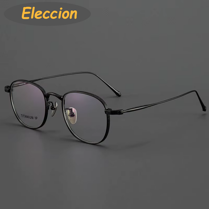 Eleccion Women's Full Rim Oval Square Titanium Eyeglasses 93090 Full Rim Eleccion Black