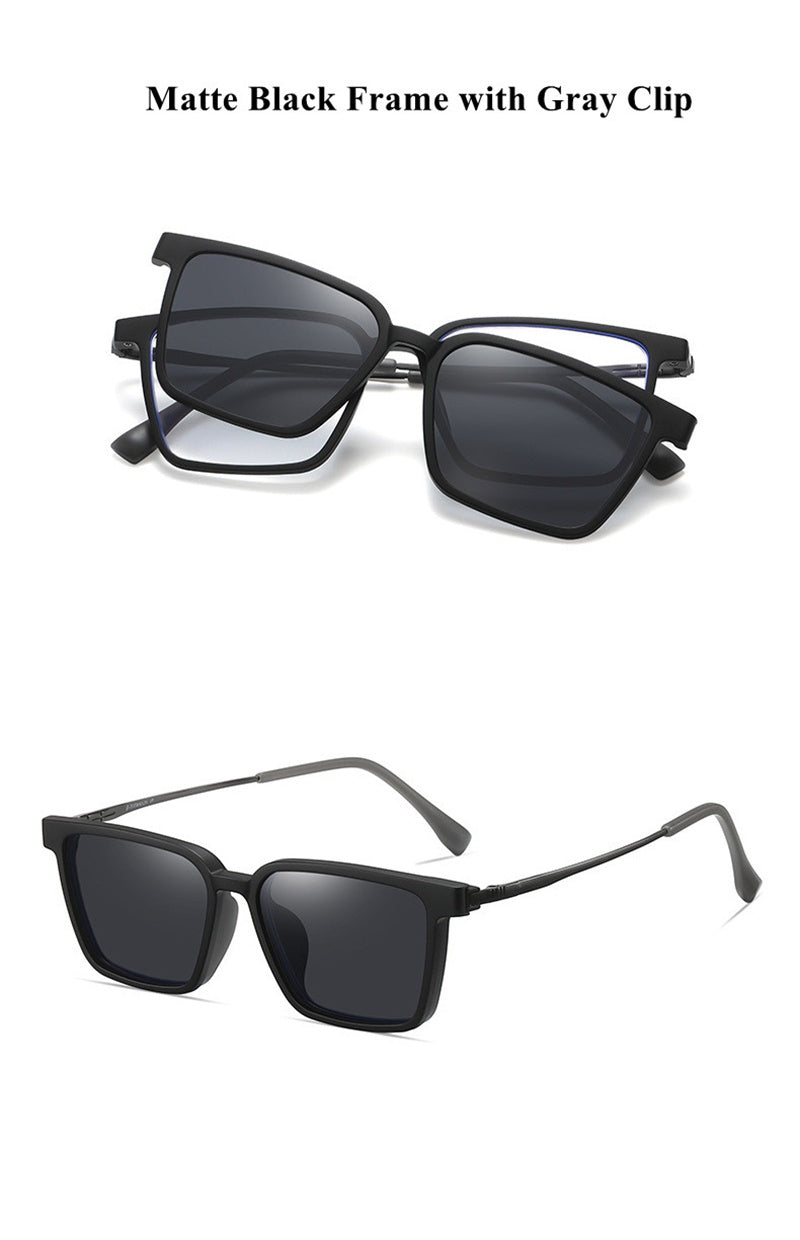 Chashma Ottica Unisex Full Rim Square Ultem Titanium Eyeglasses Clip On Sunglasses 972176 — view 2 | Chashma Ottica at FuzWeb