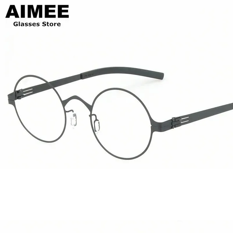 Aimee Women's Full Rim Round Screwless Steel Eyeglasses 42128