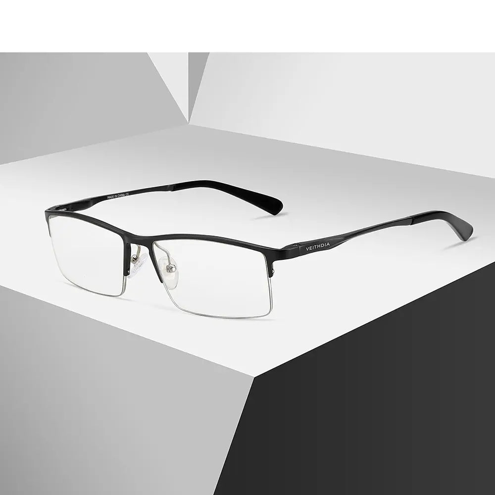 Hdcrafter Unisex Semi-Rimless Rectangle Aluminium Magnesium Alloy Frames 872100 FuzWeb