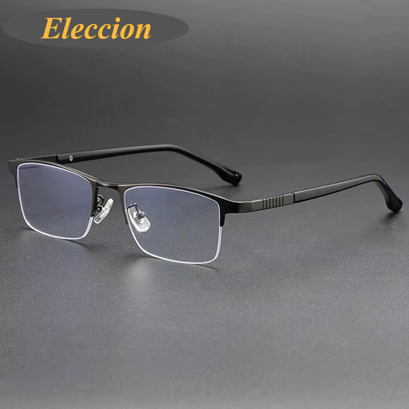 Eleccion Men's Semi Rim Frame Titanium Eyeglasses 85006