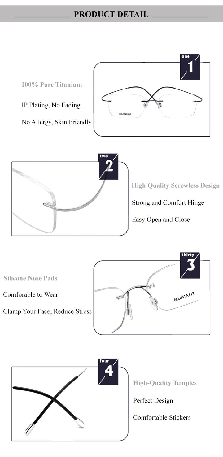Chashma Unisex Rimless Polygon Square Titanium Eyeglasses 816016.