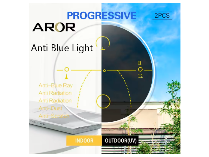 Aror HD Progressive Vision Photochromic Anti Blue Light Lenses Lenses Aror Lenses