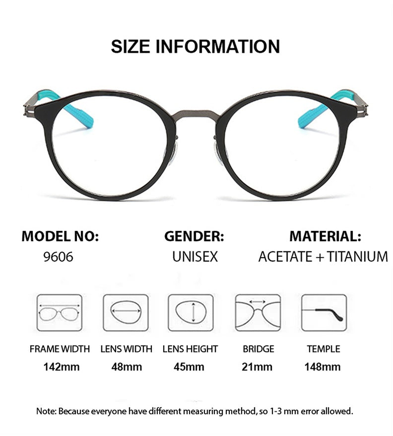 Chashma Unisex Full Rim Round Acetate Titanium Eyeglasses 39606 — view 1 | Chashma at FuzWeb