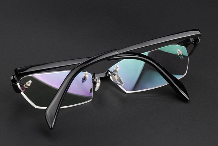Chashma Ochki Unisex Semi Rimless Oval Titanium Eyeglasses 41143.