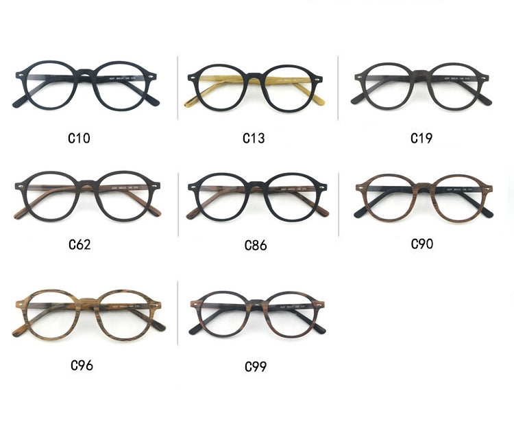 Hdcrafter Unisex Full Rim Round Oval Wood Metal Frame Eyeglasses 4237.