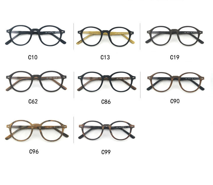 Hdcrafter Unisex Full Rim Round Oval Wood Metal Frame Eyeglasses 4237.