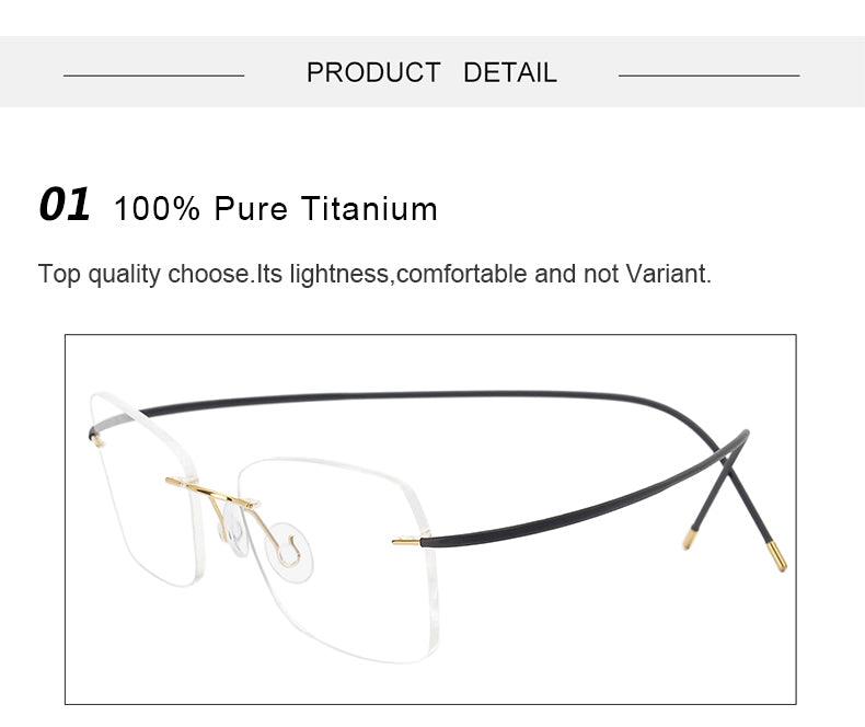 Krasivyy Unisex Rimless Oval Titanium Eyeglasses 1615 — view 5 | Krasivyy at FuzWeb