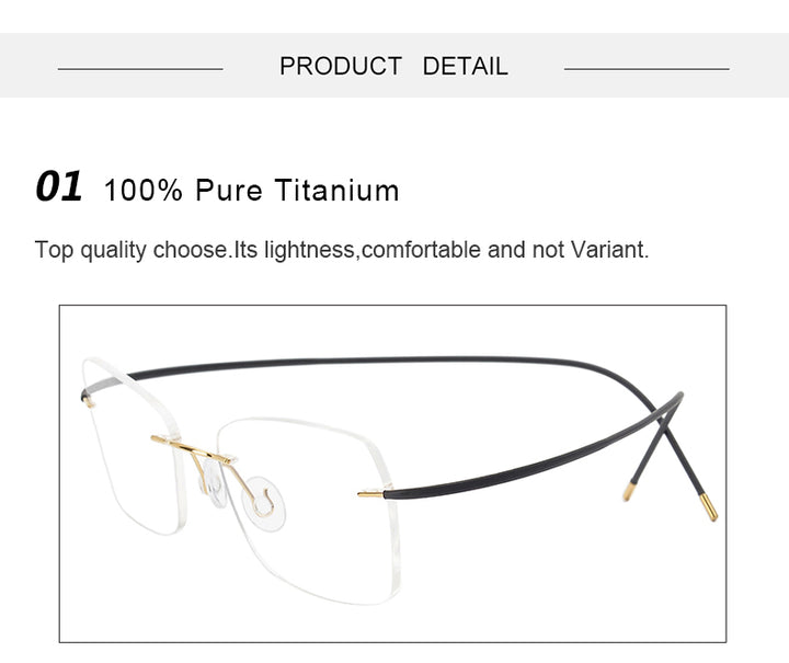Krasivyy Unisex Rimless Oval Titanium Eyeglasses 1615 — view 5 | Krasivyy at FuzWeb