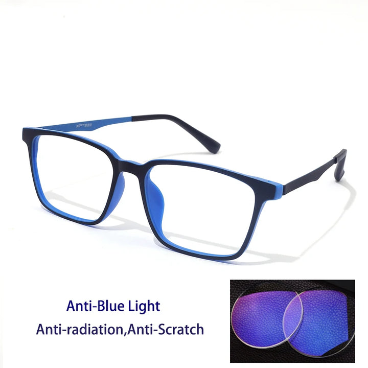 Kocolior Unisex Full Rim Square Rubber Titanium Photochromic Reading Glasses 722009.