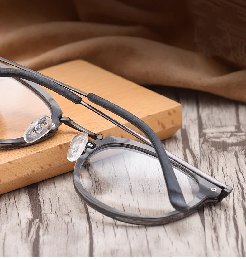 Hdcrafter Womens Full Rim Round Wood Titanium Eyeglasses 98093 — view 1 | Hdcrafter Eyeglasses at FuzWeb