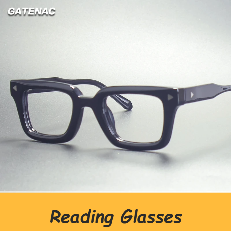 Gatenac Unisex Full Rim Square Brow Line Acetate Reading Glasses 66308