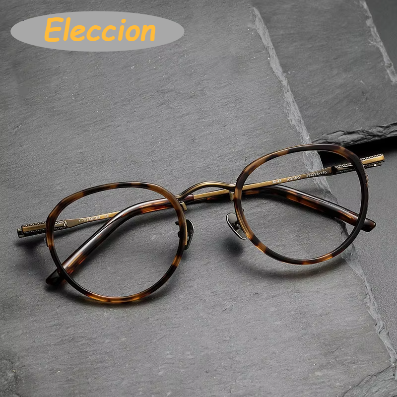 Eleccion Unisex Full Rim Round Titanium Acetate Eyeglasses 94243